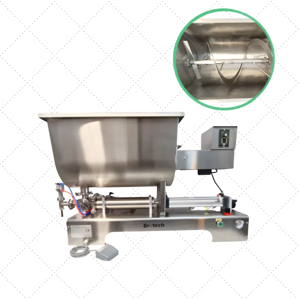 [M1011] DGF1000P+U - Llenadora Neumatica liquidos o viscosos CON TROZOS 100-1000ml + Tolva U Mezcladora